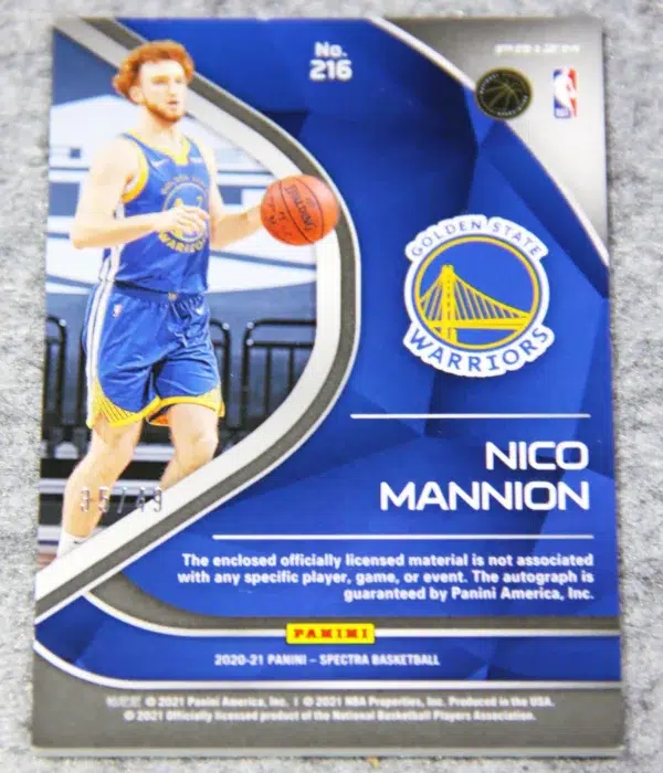 2020-21 Nico Mannion #216 Panini Spectra Interstaller Rookie Jersey Autographs RPA SN#35 - back