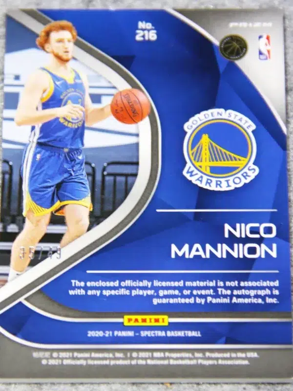 2020-21 Nico Mannion #216 Panini Spectra Interstaller Rookie Jersey Autographs RPA SN#35 - back