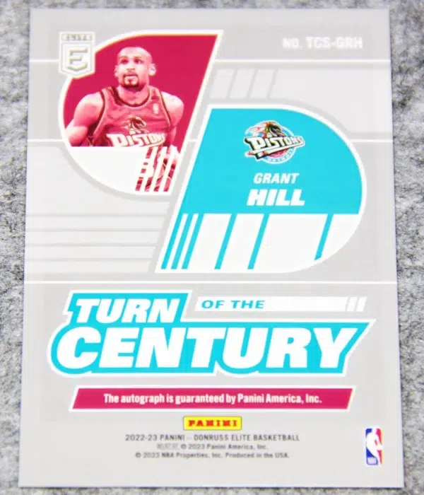 2022-23 Grant Hill #TCS-GRH Panini Donruss Elite Turn Century Autograph - back