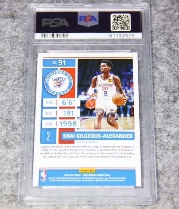 2019-20 Shai Gilgeous-Alexander #91 Panini Contenders PSA 10 GEM MT - back