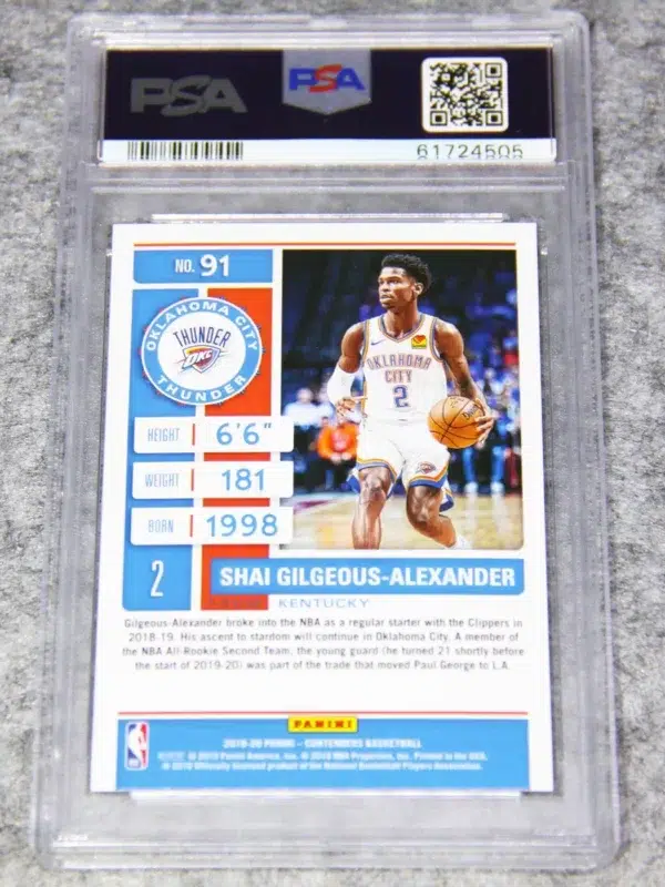 2019-20 Shai Gilgeous-Alexander #91 Panini Contenders PSA 10 GEM MT - back