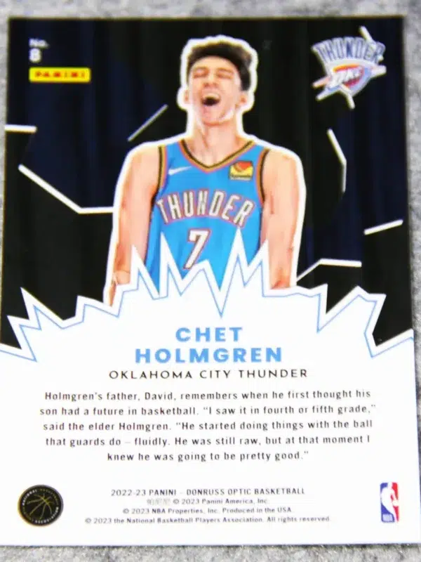 2022-23 Chet Holmgren #8 Panini Donruss Optic My House RC - back