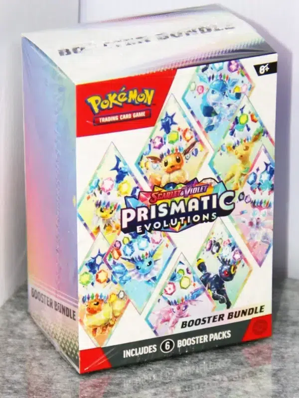 Pokemon TCG Scarlet & Violet Prismatic Evolutions Booster 6pk Bundle - stand
