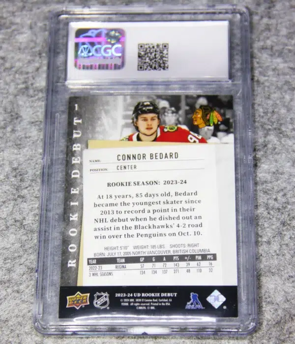 2023-24 Connor Bedard #1 Upper Deck Rookie Debut CGC 9.5 MINT+ - back