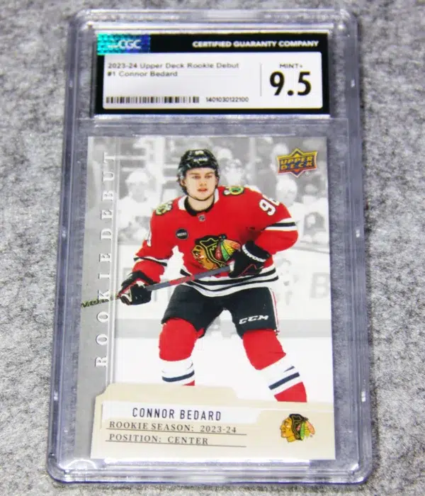 2023-24 Connor Bedard #1 Upper Deck Rookie Debut CGC 9.5 MINT+ - front