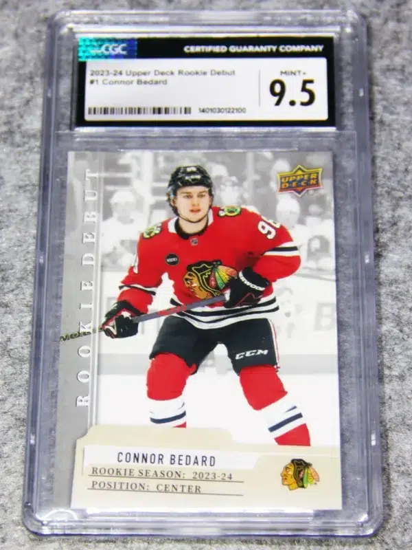 2023-24 Connor Bedard #1 Upper Deck Rookie Debut CGC 9.5 MINT+ - front