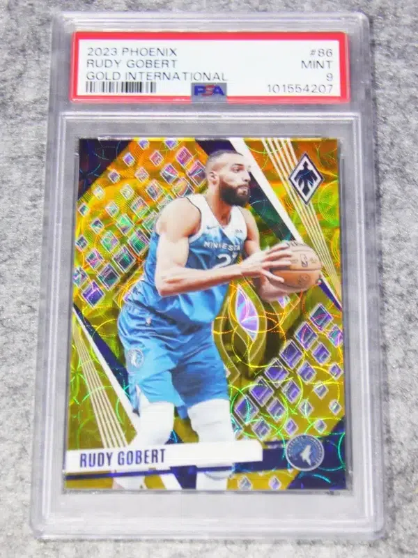 2023-24 Rudy Gobert #86 Panini Phoenix Gold International SN#07 PSA 9 MT - front