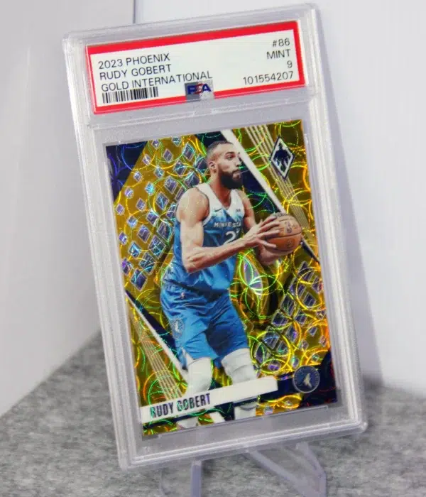 2023-24 Rudy Gobert #86 Panini Phoenix Gold International SN#07 PSA 9 MT - stand