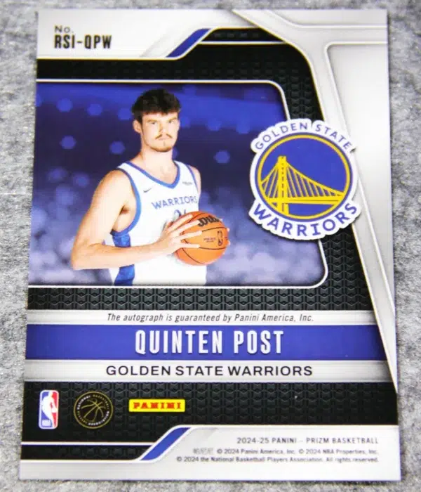 2024-25 Quinten Post #RSI-QPW Panini Prizm Rookie Signatures RC - back