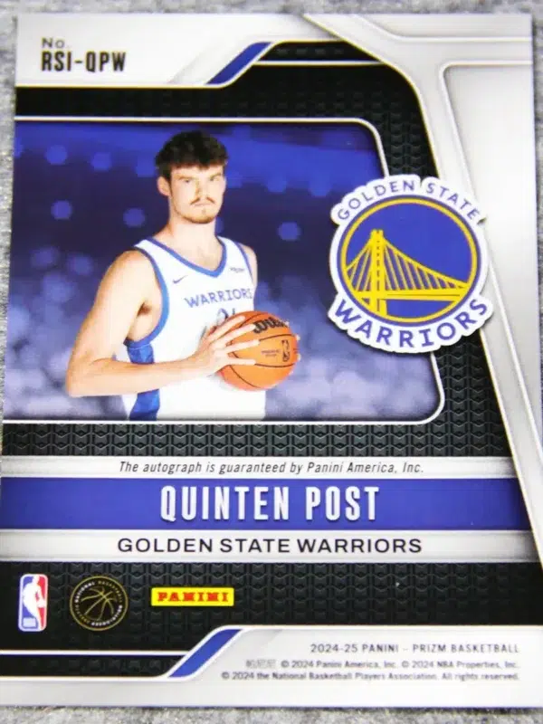 2024-25 Quinten Post #RSI-QPW Panini Prizm Rookie Signatures RC - back