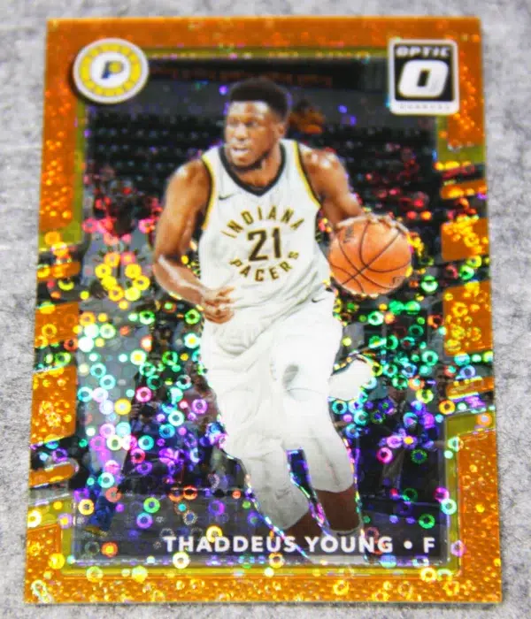 2017-18 Thaddeus Young #95 Panini Prizm Fast Break Orange Prizm SN#171 - front