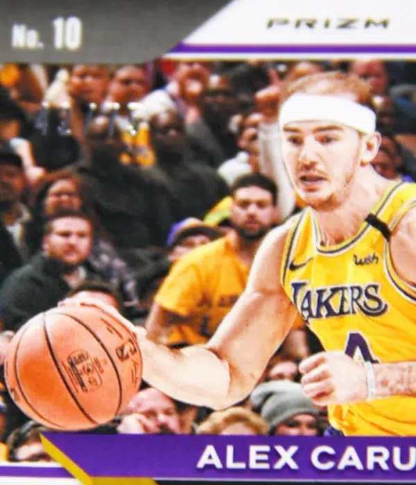 2020-21 Alex Caruso #54 Panini Prizm Fast Break Purple Disco Prizm SN#42 - detail
