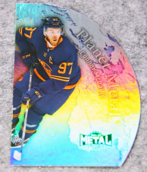 2021-22 Connor McDavid #PM-25 SkyBox Metal Universe Planet Metal Die-Cut - front