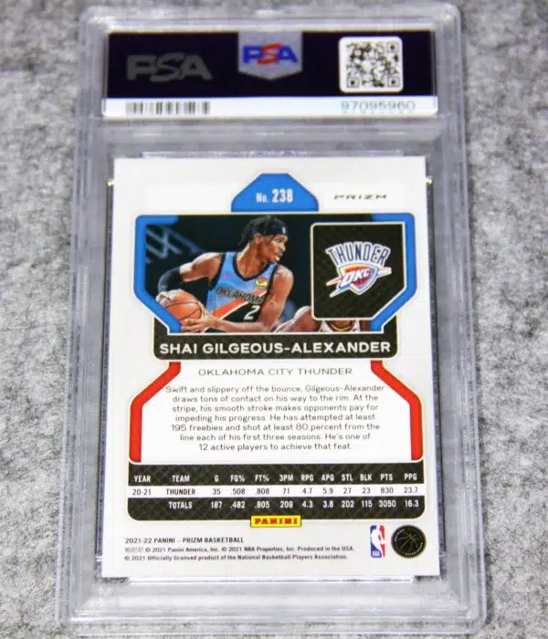2021-22 Shai Gilgeous-Alexander #238 Panini Prizm Red White & Blue Prizm PSA 9 MT - back