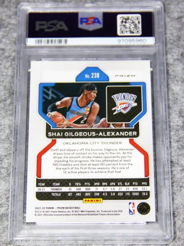 2021-22 Shai Gilgeous-Alexander #238 Panini Prizm Red White & Blue Prizm PSA 9 MT - back