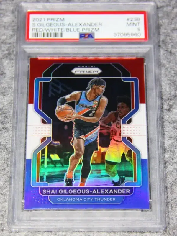 2021-22 Shai Gilgeous-Alexander #238 Panini Prizm Red White & Blue Prizm PSA 9 MT - front