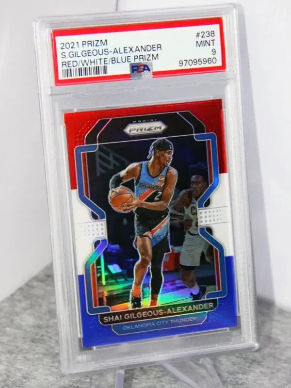 2021-22 Shai Gilgeous-Alexander #238 Panini Prizm Red White & Blue Prizm PSA 9 MT - stand