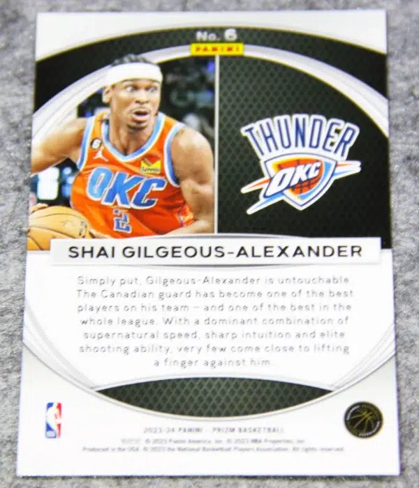 2023-24 Shai Gilgeous-Alexander #6 Panini Prizm Global Reach Canada - back