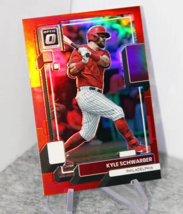 2022 Kyle Schwarber #139 Panini Donruss Optic Red Prizm SN#6 - stand