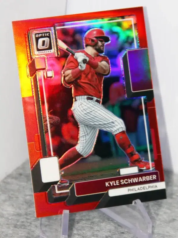 2022 Kyle Schwarber #139 Panini Donruss Optic Red Prizm SN#6 - stand