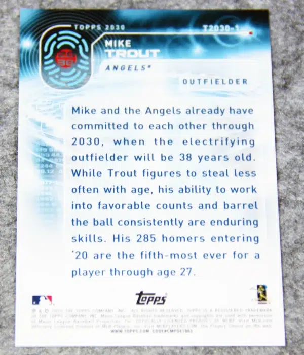 2023 Mike Trout #T2030-1 Topps 2030 Silver Disco Refractor - back