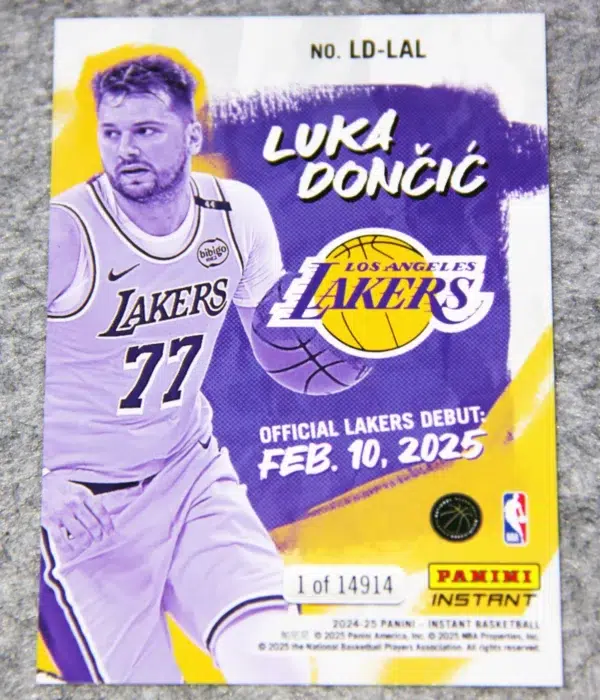 2024-25 Luka Doncic #LD-LAL Panini Instant Lakers Debut - back