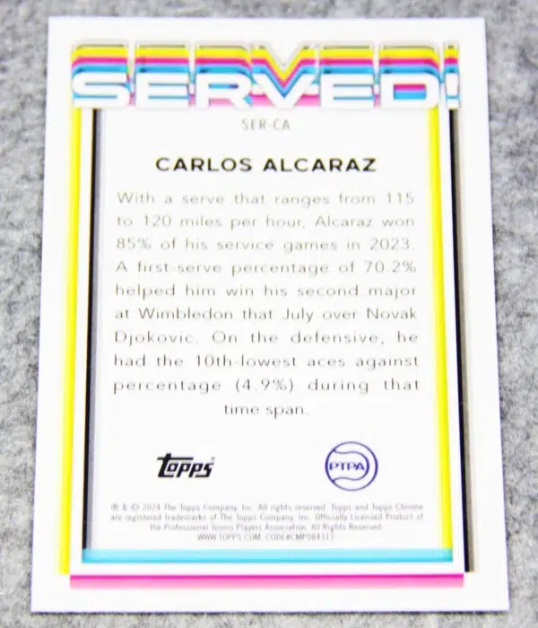 2024 Carlos Alcaraz #SER-CA Topps Chrome Tennis Served! Refractor - back