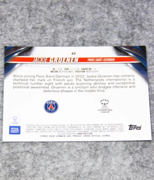 2024 Jackie Groenen #40 Topps Chrome Sapphire UEFA Women's Champions League - back