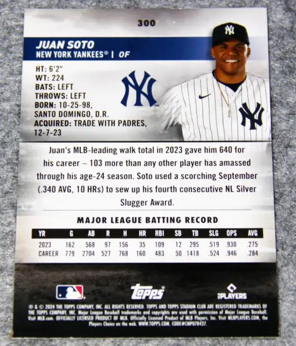 2024 Juan Soto #300 Topps Stadium Club - back