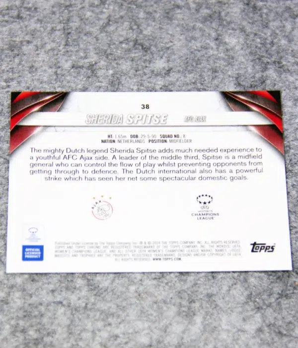 2024 Sherida Spitse #38 Topps Chrome Sapphire UEFA Women's Champions League - back