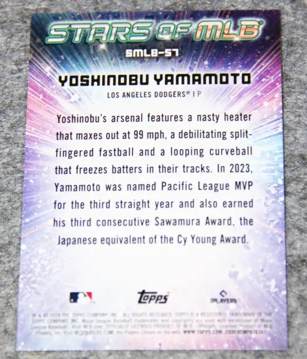 2024 Yoshinobu Yamamoto #SMLB-57 Topps Stars of MLB - back