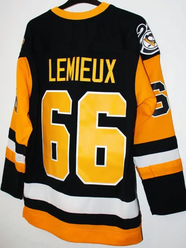 Mario Lemieux #66 Pittsburgh Penguins 1991-92 Stanley Cup Mitchell & Ness Throwback NHL Hockey Jersey - M - back
