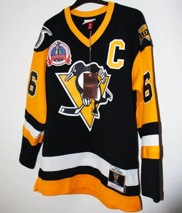 Mario Lemieux #66 Pittsburgh Penguins 1991-92 Stanley Cup Mitchell & Ness Throwback NHL Hockey Jersey - M - front