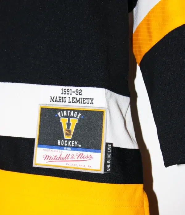 Mario Lemieux #66 Pittsburgh Penguins 1991-92 Stanley Cup Mitchell & Ness Throwback NHL Hockey Jersey - M - label