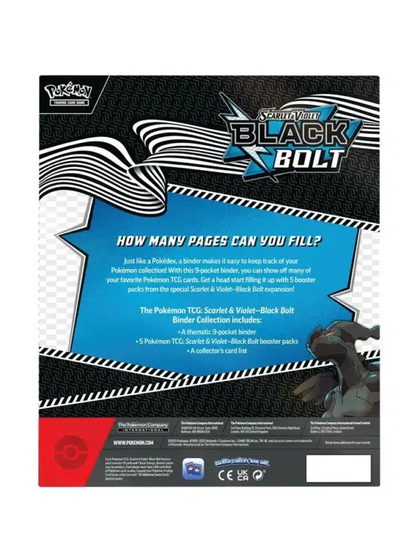 Pokemon TCG Scarlet & Violet White Flare and Black Bolt - Binder Collection -back
