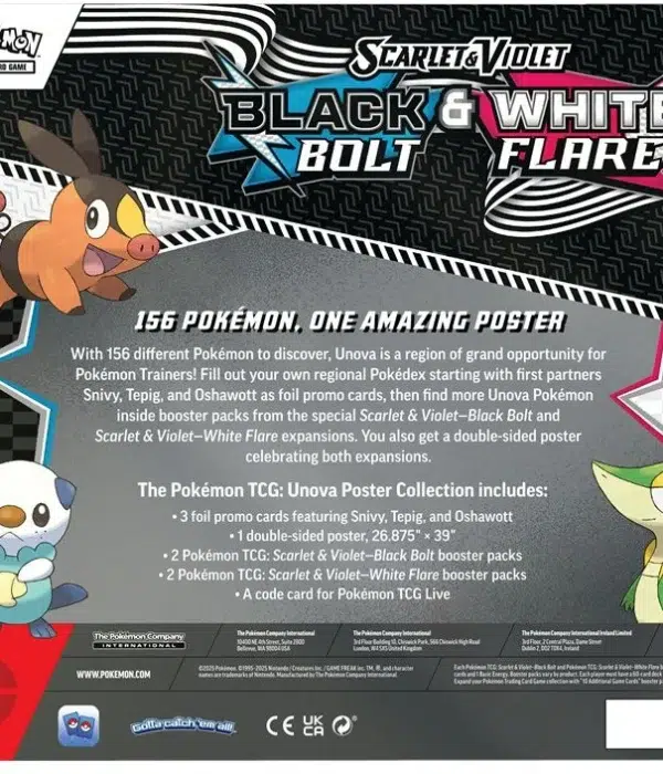 Pokemon TCG Scarlet & Violet White Flare and Black Bolt - Poster Collection - back
