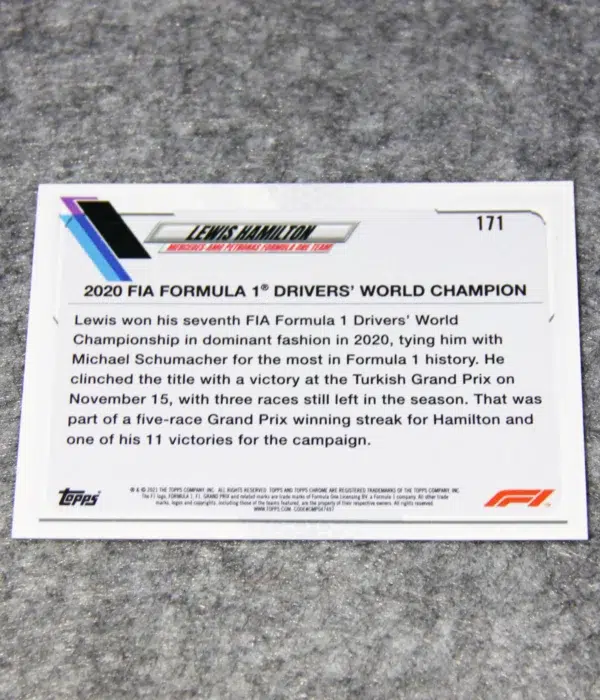 2021 Lewis Hamilton #171 Topps Chrome F1 Checker Flag Refractor SP