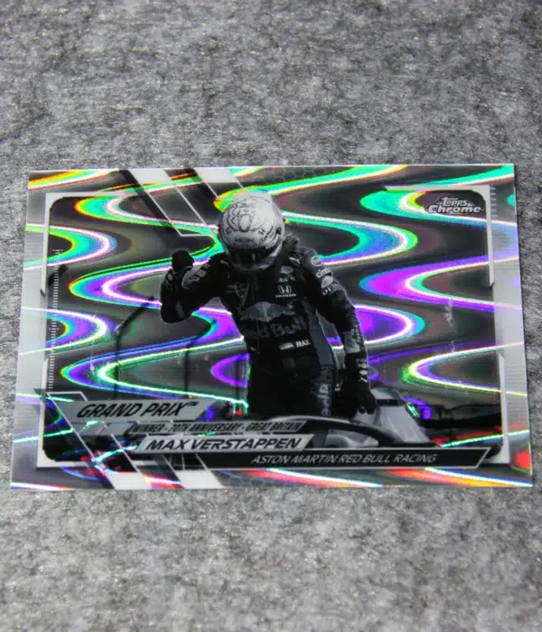 2021 Max Verstappen #142 Topps Chrome F1 70th Anniversary Grand Prix Winners RayWave Refractor