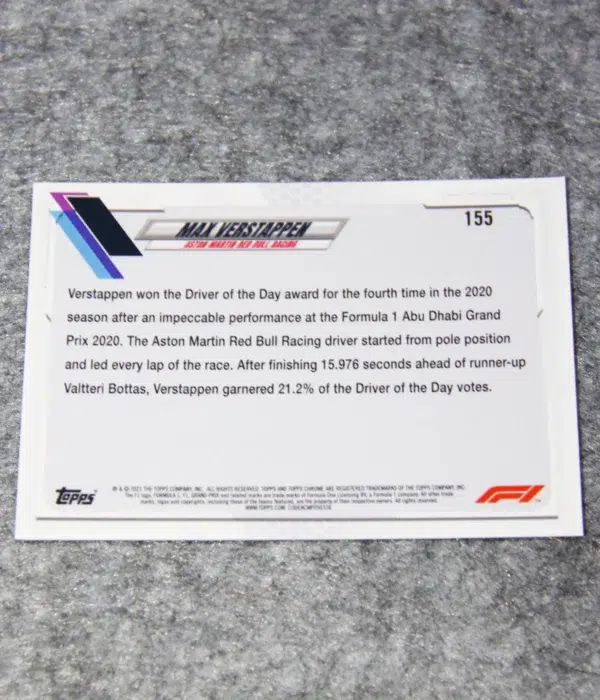 2021 Max Verstappen #155 Topps Chrome F1 Sapphire Edition