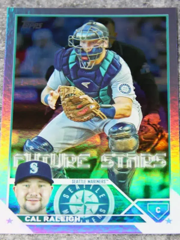 2023 Cal Raleigh #160 Topps Series 1 Future Stars Rainbow Foil
