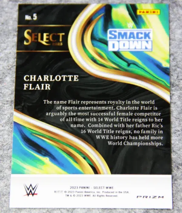 2023 Charlotte Flair #5 Panini Select WWE Smack Down Sensations Silver Prizm