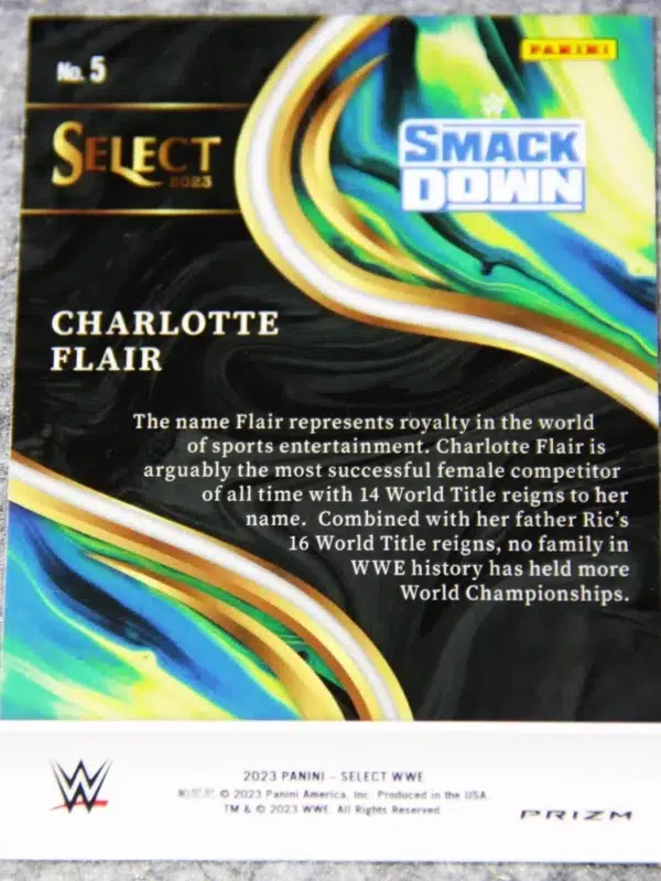 2023 Charlotte Flair #5 Panini Select WWE Smack Down Sensations Silver Prizm