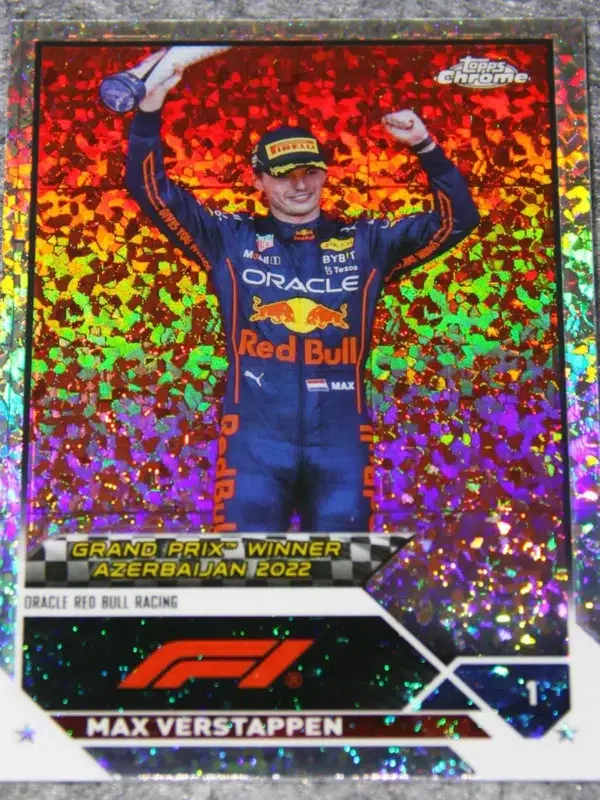 2023 Max Verstappen #151 Topps Chrome F1 GP Winner Mini Diamond Refractor /299