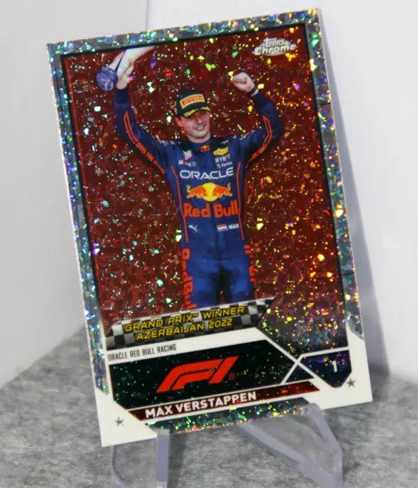 2023 Max Verstappen #151 Topps Chrome F1 GP Winner Mini Diamond Refractor /299