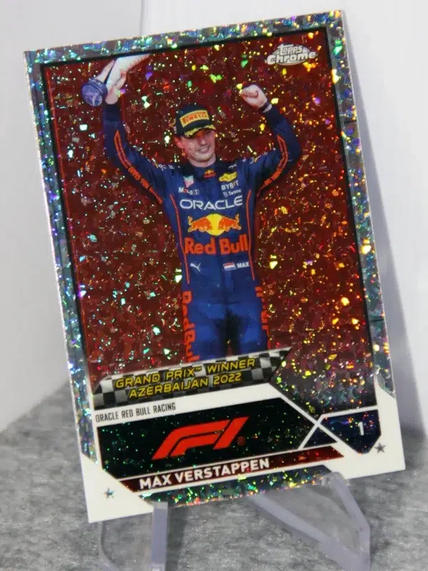 2023 Max Verstappen #151 Topps Chrome F1 GP Winner Mini Diamond Refractor /299