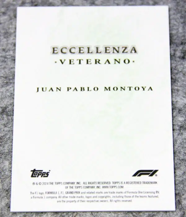 2024 Juan Pablo Montoya #JPM-EV Topps F1 Eccellenza Veterano /99