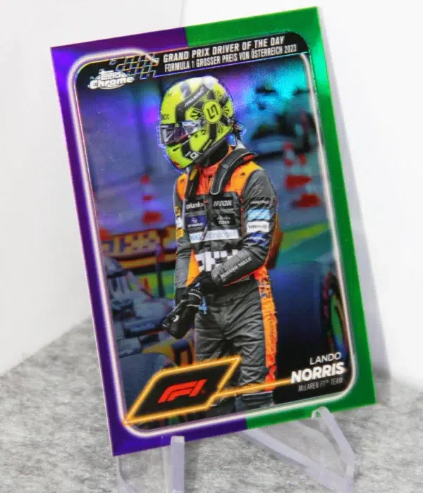 2024 Lando Norris #167 Topps Chrome F1 GP Driver of the Day Purple Green Refractor