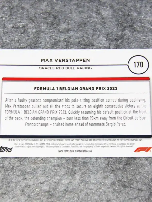 2024 Max Verstappen #170 Topps Chrome Sapphire Edition F1 Aqua Refractor /99