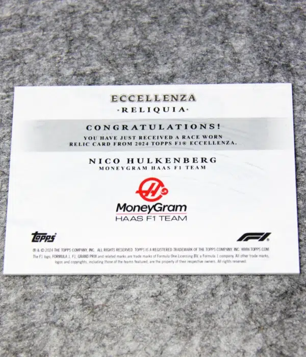2024 Nico Hulkenberg #ER Topps F1 Eccellenza Reliquia
