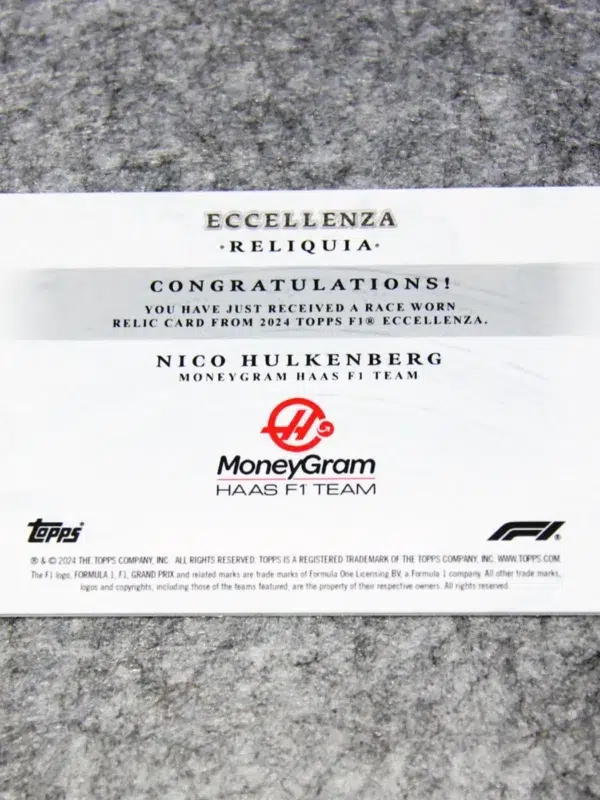 2024 Nico Hulkenberg #ER Topps F1 Eccellenza Reliquia